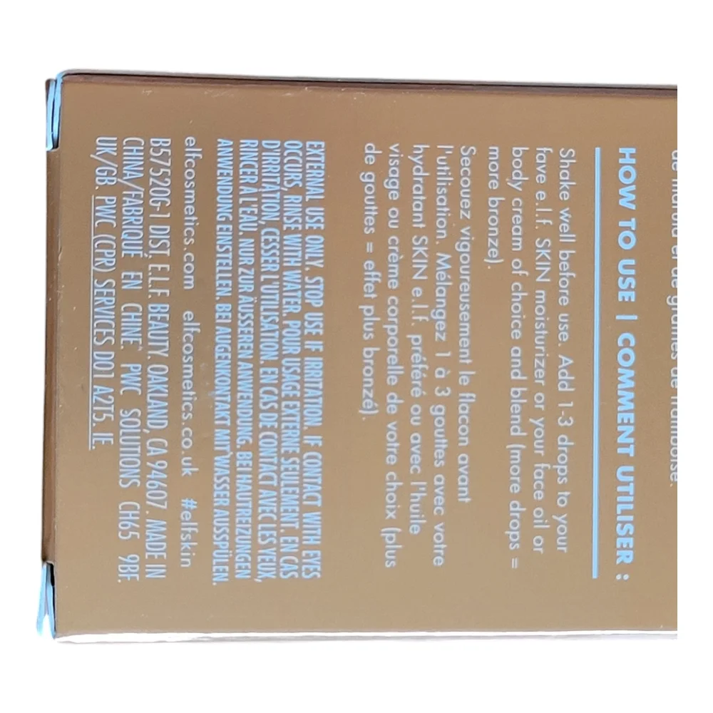 e.l.f. Skin Bronzing Drops Rose Gold Tinted Serum 1oz Fair Medium NIB
